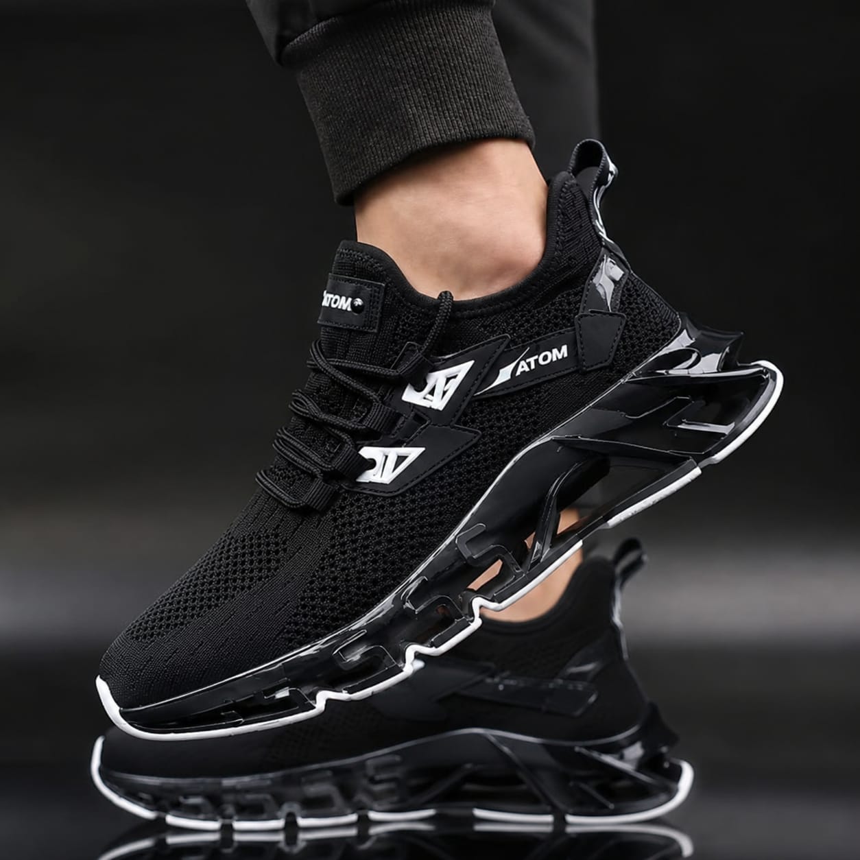 Stylish classic looking black sneakers